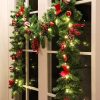 Elmmart MorTime 9 FT LED Christmas Garland with Pinecones Red Berries Bows Christmas Balls Candies, Multi-Function Christmas Garland with 50 Warm White LED Lights, 180 Branch Tips