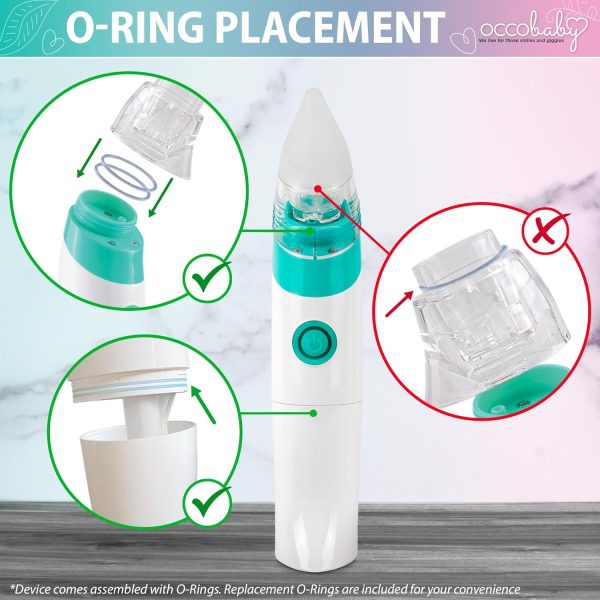 Elm Mart OCCObaby Baby Nasal Aspirator - 2 PK Baby Nose Suction Kit- Battery Operated Baby Nose Cleaner and Manual Baby Nose Sucker for Newborns, Infants and Toddlers - Congestion Relief for Babies