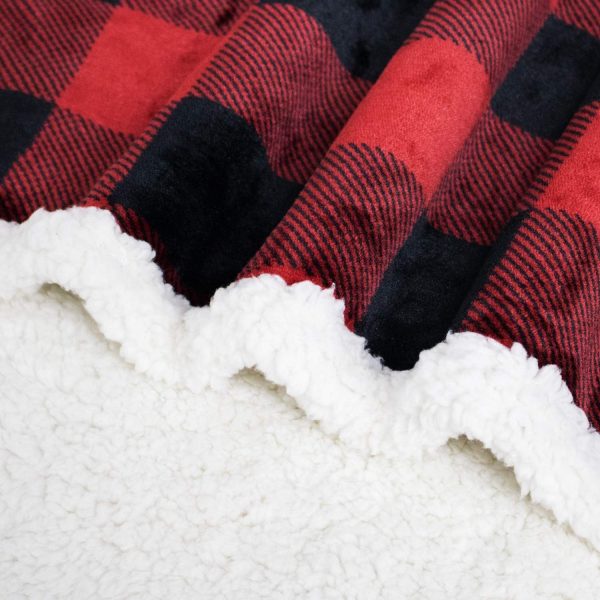 Elmmart Touchat Sherpa Red and Black Buffalo Plaid Christmas Throw Blanket, Fuzzy Fluffy Soft Cozy Blanket, Fleece Flannel Plush Microfiber Blanket for Couch Bed Sofa (60" X 70")