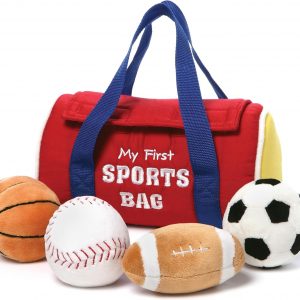 Elmmart Baby GUND My First Sports Bag Stuffed Plush Playset, Baby Gift Toys for Boys and Girls Ages 1 & Up, 5 Piece, 8"