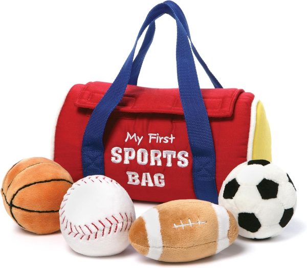 Elmmart Baby GUND My First Sports Bag Stuffed Plush Playset, Baby Gift Toys for Boys and Girls Ages 1 & Up, 5 Piece, 8"