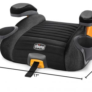 Elm Mart Chicco GoFit Plus Backless Booster Car Seat with LATCH Attachment and Quick-Release LATCH Removal, Portable Travel Booster Seat for children 40-110 lbs. | Iron/Black