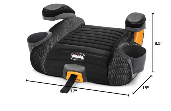 Elm Mart Chicco GoFit Plus Backless Booster Car Seat with LATCH Attachment and Quick-Release LATCH Removal, Portable Travel Booster Seat for children 40-110 lbs. | Iron/Black