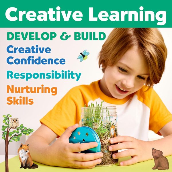 Elm Mart Creativity for Kids Grow 'N Glow Terrarium Kit for Kids - Educational Science Kits Ages 6-8+, Kids Gifts for Boys and Girls, Craft and STEM Projects