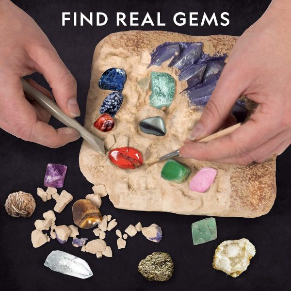 Elm Mart National Geographic Mega Gemstone Dig Kit – Dig Up 15 Real Gemstones and Crystals, Science Kit for Kids, Gem Digging Kit, Gift for Girls and Boys, Mining Kit, Rock Collection