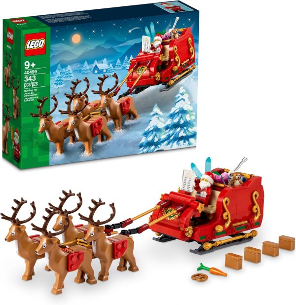 Elmmart LEGO Santa's Sleigh Building Toys for Kids, Boys & Girls, Ages 9+ Indoor Christmas Decorations for Home W/Santa Claus Figurine & Reindeer - Gifts for Boys & Girls - 40499