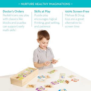 Elm Mart Melissa & Doug Self-Correcting Alphabet Wooden Puzzles With Storage Box (52 pcs)