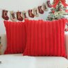 Elmmart JOJUSIS Pack of 2 Pillow Covers Faux Fur Plush Decorative Christmas Red Throw Couch Cushion Case Soft Pillowcases (Red, 18 x 18-Inch)