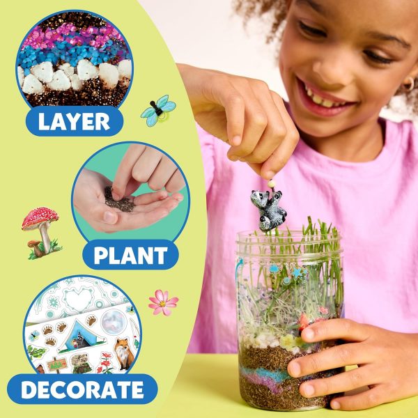 Elm Mart Creativity for Kids Grow 'N Glow Terrarium Kit for Kids - Educational Science Kits Ages 6-8+, Kids Gifts for Boys and Girls, Craft and STEM Projects