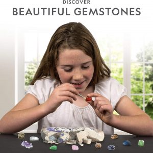 Elm Mart National Geographic Mega Gemstone Dig Kit – Dig Up 15 Real Gemstones and Crystals, Science Kit for Kids, Gem Digging Kit, Gift for Girls and Boys, Mining Kit, Rock Collection