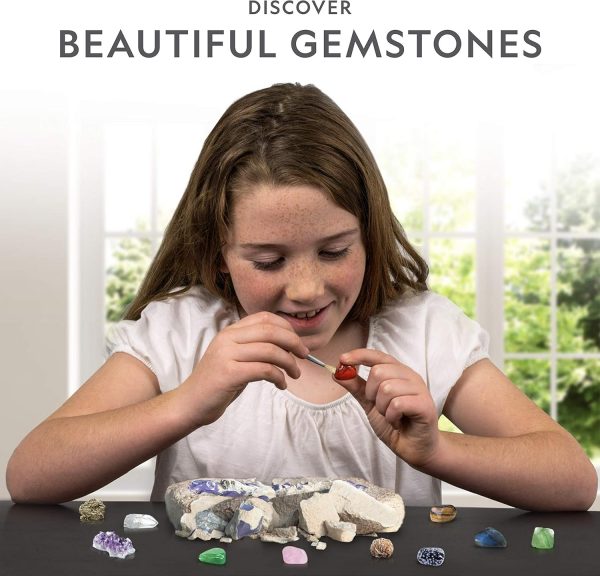 Elm Mart National Geographic Mega Gemstone Dig Kit – Dig Up 15 Real Gemstones and Crystals, Science Kit for Kids, Gem Digging Kit, Gift for Girls and Boys, Mining Kit, Rock Collection