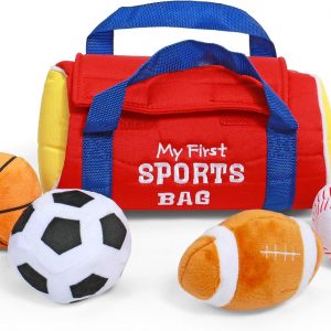 Elmmart Baby GUND My First Sports Bag Stuffed Plush Playset, Baby Gift Toys for Boys and Girls Ages 1 & Up, 5 Piece, 8