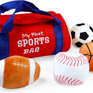 Elmmart Baby GUND My First Sports Bag Stuffed Plush Playset, Baby Gift Toys for Boys and Girls Ages 1 & Up, 5 Piece, 8