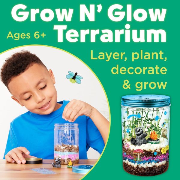 Elm Mart Creativity for Kids Grow 'N Glow Terrarium Kit for Kids - Educational Science Kits Ages 6-8+, Kids Gifts for Boys and Girls, Craft and STEM Projects