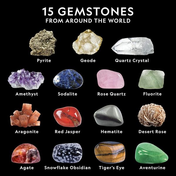 Elm Mart National Geographic Mega Gemstone Dig Kit – Dig Up 15 Real Gemstones and Crystals, Science Kit for Kids, Gem Digging Kit, Gift for Girls and Boys, Mining Kit, Rock Collection