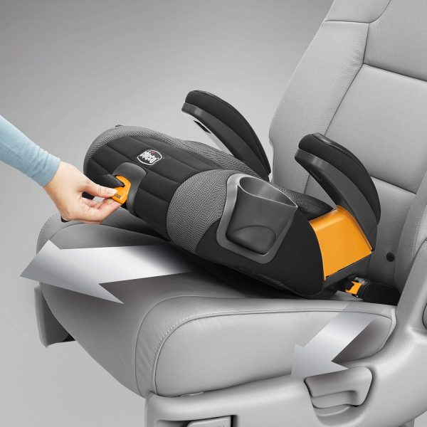 Elm Mart Chicco GoFit Plus Backless Booster Car Seat with LATCH Attachment and Quick-Release LATCH Removal, Portable Travel Booster Seat for children 40-110 lbs. | Iron/Black