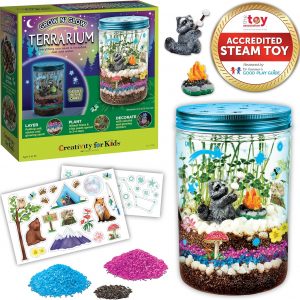 Elm Mart Creativity for Kids Grow 'N Glow Terrarium Kit for Kids - Educational Science Kits Ages 6-8+, Kids Gifts for Boys and Girls, Craft and STEM Projects