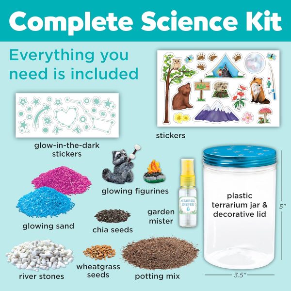 Elm Mart Creativity for Kids Grow 'N Glow Terrarium Kit for Kids - Educational Science Kits Ages 6-8+, Kids Gifts for Boys and Girls, Craft and STEM Projects