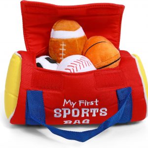 Elmmart Baby GUND My First Sports Bag Stuffed Plush Playset, Baby Gift Toys for Boys and Girls Ages 1 & Up, 5 Piece, 8"