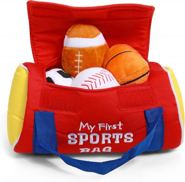 Elmmart Baby GUND My First Sports Bag Stuffed Plush Playset, Baby Gift Toys for Boys and Girls Ages 1 & Up, 5 Piece, 8"