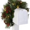 Elmmart Pre-lit Artificial Christmas Mail Box Swag Flocked with Mixed Decorations and White LED Lights Colonial-36 Inch National Tree Company