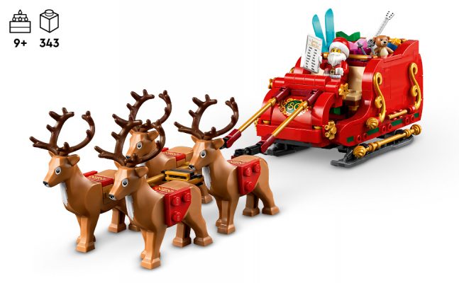 Elmmart LEGO Santa's Sleigh Building Toys for Kids, Boys & Girls, Ages 9+ Indoor Christmas Decorations for Home W/Santa Claus Figurine & Reindeer - Gifts for Boys & Girls - 40499