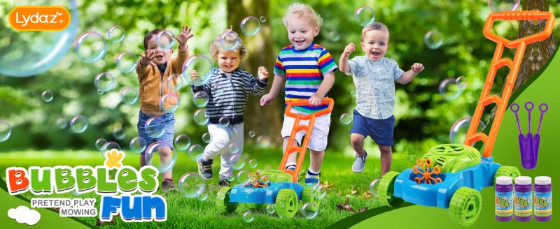 Elm Mart Lydaz Bubble Lawn Mower for Toddlers 1-3, Kids Bubble Blower Maker Machine, Outdoor Summer Push Backyard Gardening Toys, Christmas Birthday Gifts Toys for Preschool Baby Boys Girls Age 1 2 3+ Year Old