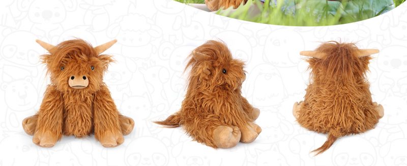 Elmmart Highland Cow Stuffed Animals, Microwavable Stuffed Animals Heating Pad for Cramps & Pain, Lavender Scented Highland Cow Plush for Stress Relief, Stuffed Cow Gifts Plush Toys, Highland Cattle