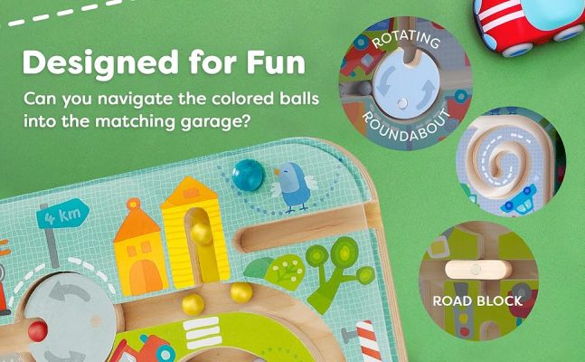 Elmmart HABA Busy Board for Toddlers 2-4: Town Magnetic Maze Puzzle Game - Toddler Travel Toys for Preschoolers