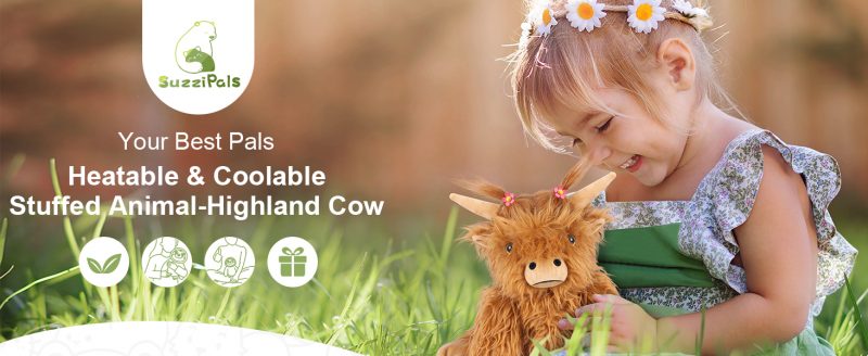 Elmmart Highland Cow Stuffed Animals, Microwavable Stuffed Animals Heating Pad for Cramps & Pain, Lavender Scented Highland Cow Plush for Stress Relief, Stuffed Cow Gifts Plush Toys, Highland Cattle