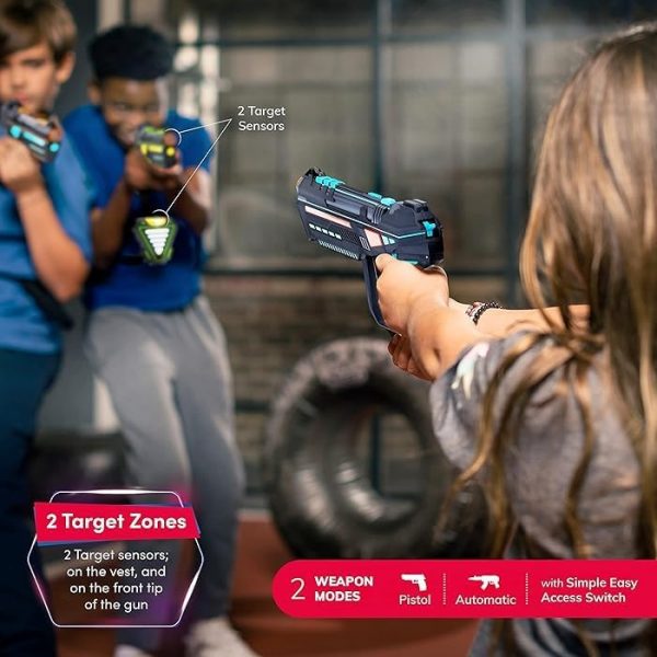 Elmmart Rechargeable Laser Tag Light Force Edition for Kids, Teens & Adults - Blasters & Vest Sensors - Fun Ideas Age 8+ Year Old Toys - 4 Set - Lazer Teen Boy Games - Boys & Girls Outdoor Teenage Group Activities