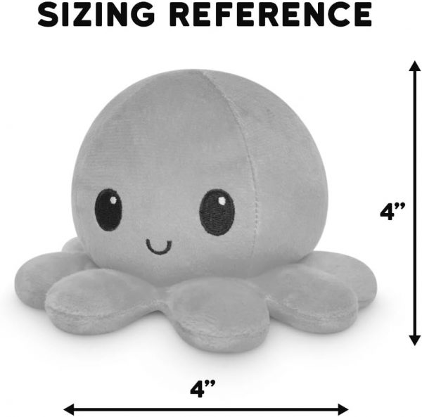 Elmmart TeeTurtle The Original Reversible Octopus Plushie Purple Blue - Cute Sensory Fidget Stuffed Animals That Show Your Mood, Angry Blue + Happy Purple, 4 inch