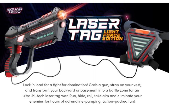 Elmmart Rechargeable Laser Tag Light Force Edition for Kids, Teens & Adults - Blasters & Vest Sensors - Fun Ideas Age 8+ Year Old Toys - 4 Set - Lazer Teen Boy Games - Boys & Girls Outdoor Teenage Group Activities