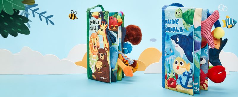 Elmmart hahaland Baby Toys 0-6 Months Baby Books 2PCS, Baby Toys 6-12 Months - Soft, Crinkle, Squeaky, Sensory, Tummy Time Toys - Baby Christmas Stocking Stuffers Gifts