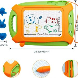 Elmmart Magnetic Drawing Board for Toddlers,Travel Size Toddlers Toys A Etch Toddler Sketch Colorful Erasable with One Carry Bag Magnet Pen and Three Stampers