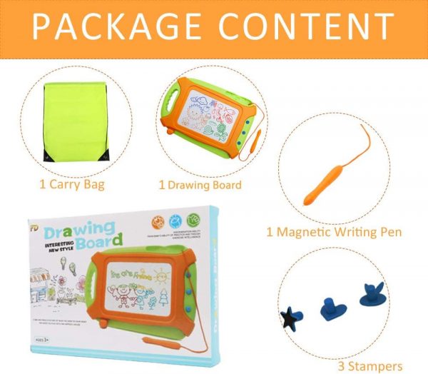 Elmmart Magnetic Drawing Board for Toddlers,Travel Size Toddlers Toys A Etch Toddler Sketch Colorful Erasable with One Carry Bag Magnet Pen and Three Stampers