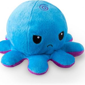 Elmmart TeeTurtle The Original Reversible Octopus Plushie Purple Blue - Cute Sensory Fidget Stuffed Animals That Show Your Mood, Angry Blue + Happy Purple, 4 inch