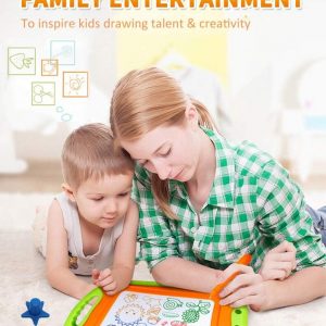 Elmmart Magnetic Drawing Board for Toddlers,Travel Size Toddlers Toys A Etch Toddler Sketch Colorful Erasable with One Carry Bag Magnet Pen and Three Stampers