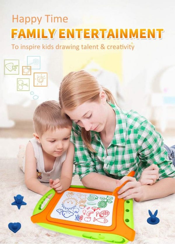 Elmmart Magnetic Drawing Board for Toddlers,Travel Size Toddlers Toys A Etch Toddler Sketch Colorful Erasable with One Carry Bag Magnet Pen and Three Stampers