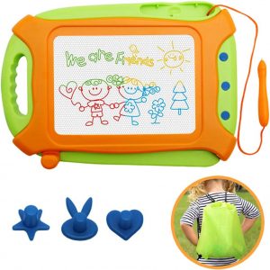 Elmmart Magnetic Drawing Board for Toddlers,Travel Size Toddlers Toys A Etch Toddler Sketch Colorful Erasable with One Carry Bag Magnet Pen and Three Stampers