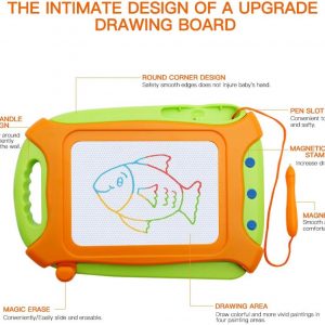 Elmmart Magnetic Drawing Board for Toddlers,Travel Size Toddlers Toys A Etch Toddler Sketch Colorful Erasable with One Carry Bag Magnet Pen and Three Stampers