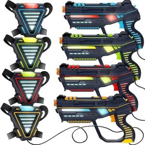 Elmmart Rechargeable Laser Tag Light Force Edition for Kids, Teens & Adults - Blasters & Vest Sensors - Fun Ideas Age 8+ Year Old Toys - 4 Set - Lazer Teen Boy Games - Boys & Girls Outdoor Teenage Group Activities