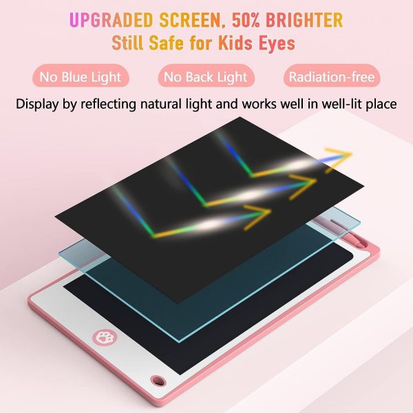 Elmmart Hockvill LCD Writing Tablet for Kids 8.8 Inch, Kids Toys for Girls Boys Drawing Pad for 3 4 5 6 7 8 Year Old Kid, Toddler Drawing Doodle Board Travel Essentials Christmas Birthday Gift for Kids -Pink