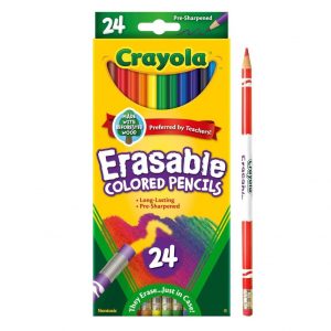 Elmmart Crayola Erasable Colored Pencils (24ct), Kids Coloring Pencils for Coloring Books, Arts & Crafts, Stocking Stuffers for Kids, 6+
