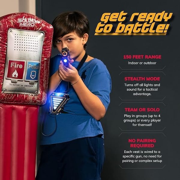 Elmmart Rechargeable Laser Tag Light Force Edition for Kids, Teens & Adults - Blasters & Vest Sensors - Fun Ideas Age 8+ Year Old Toys - 4 Set - Lazer Teen Boy Games - Boys & Girls Outdoor Teenage Group Activities