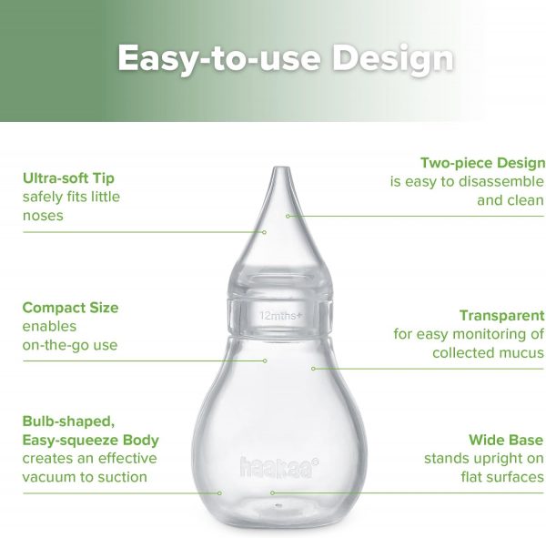 Elmmart Haakaa Silicone Aspirator | Silicone Baby Nasal Aspirator | Nose Bulb Syringe | Easy-Squeezy Baby Nose Cleaner, Newborn Infant &Toddler - BPA Free Silicone