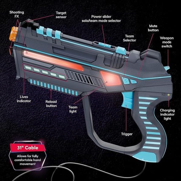 Elmmart Rechargeable Laser Tag Light Force Edition for Kids, Teens & Adults - Blasters & Vest Sensors - Fun Ideas Age 8+ Year Old Toys - 4 Set - Lazer Teen Boy Games - Boys & Girls Outdoor Teenage Group Activities