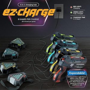 Elmmart Rechargeable Laser Tag Light Force Edition for Kids, Teens & Adults - Blasters & Vest Sensors - Fun Ideas Age 8+ Year Old Toys - 4 Set - Lazer Teen Boy Games - Boys & Girls Outdoor Teenage Group Activities