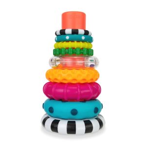 Elmmart Sassy Stacks of Circles Stacking Ring STEM Learning Toy, Age 6+ Months, Multi, 9 Piece Set