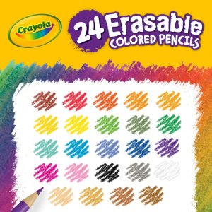 Elmmart Crayola Erasable Colored Pencils (24ct), Kids Coloring Pencils for Coloring Books, Arts & Crafts, Stocking Stuffers for Kids, 6+